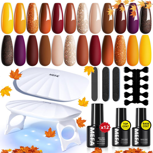 MEFA 19-pcs gel nail kit for at-home manicures with salon-ready color options.