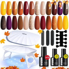 MEFA 19-pcs gel nail kit for at-home manicures with salon-ready color options.