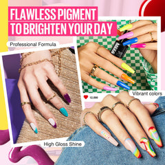 MEFA 32 Neon Colors Palette highlights vibrant shades for creative nail art at home.
