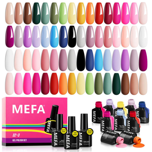 MEFA 35-pcs gel nail polish set front view with autumn colors for DIY nails