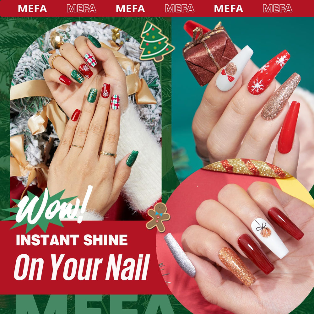 MEFA forest shimmer green gel polish on nails