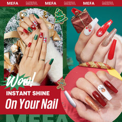 MEFA forest shimmer green gel polish on nails