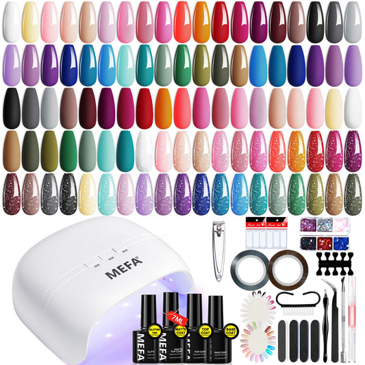 MEFA gel nail polish kit 32 colors with UV light for versatile at home manicures