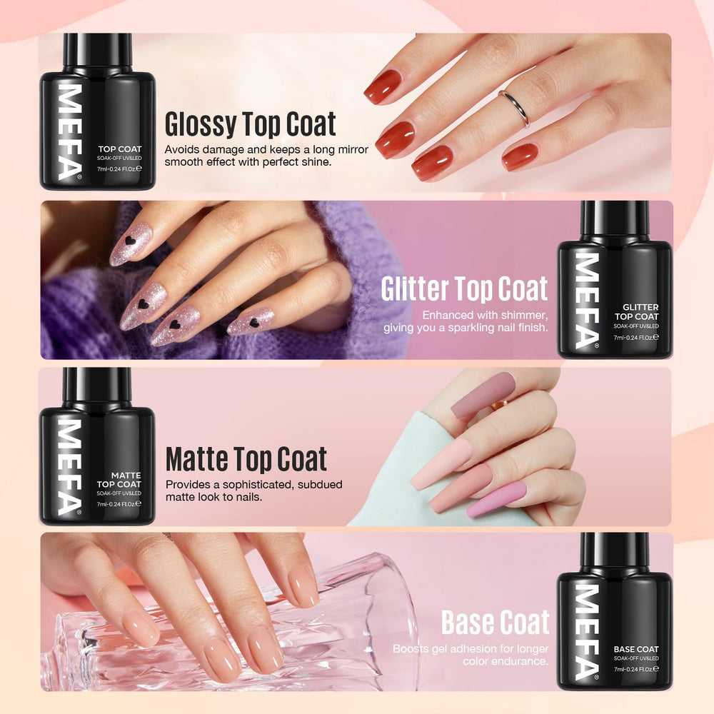 MEFA glitter top coat adds sparkle and dimension.
