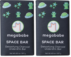 Megababe Space Bar Pack of 2 offers odor-control cleansing for sensitive underarms.