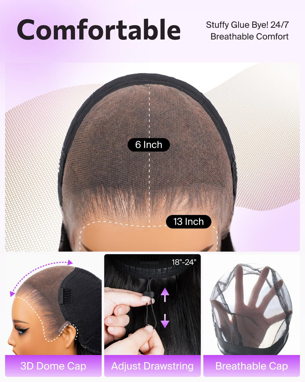 Megalook hair 100% human hair wig with luxurious texture.