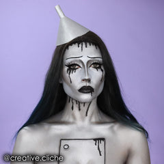 Swatch of Mehron CreamBlend Stick in silver on skin with rich pigment.