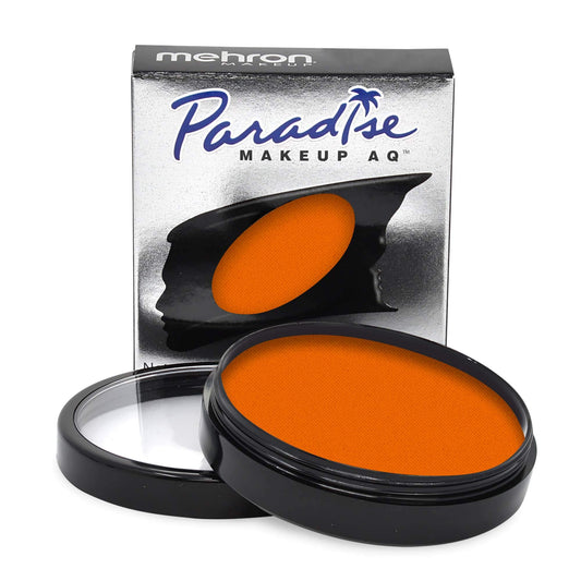 Mehron Paradise AQ orange face paint in a jar for bold stage-ready color.