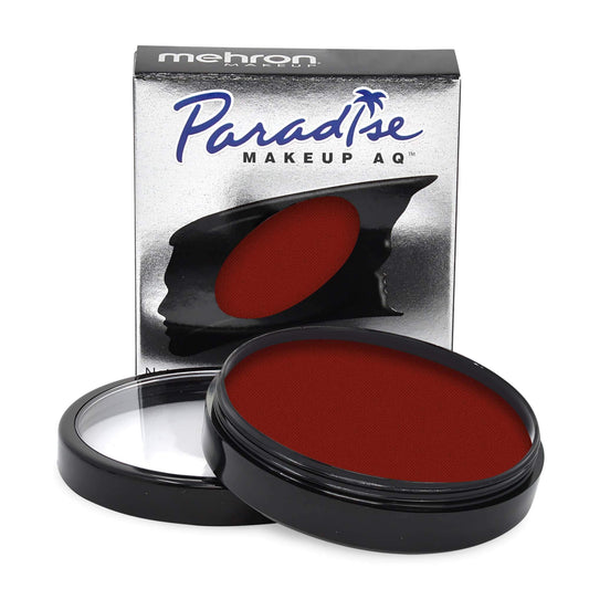 Mehron Paradise Makeup AQ Red pack shot showing bold stage-ready color.