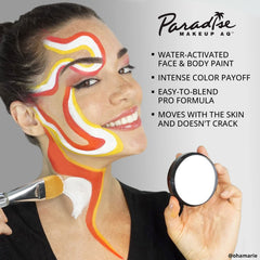 Mehron Paradise AQ light green wet-paint closeup shows vivid matte finish.