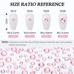 MEIBITE pink flatback rhinestones detail for nails and crafts.