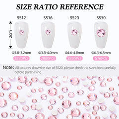 Meibite pink glass rhinestones for nail art and glass decorations.