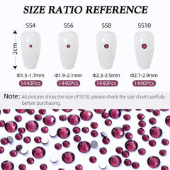 Close-up of Meibite purple flatback rhinestones for nail art