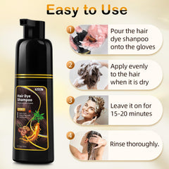 Meidu hair color shampoo applied with gloves for precise, even at-home coloring.