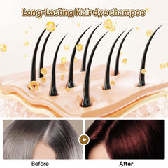 Meidu shiny dark burgundy hair result after use.