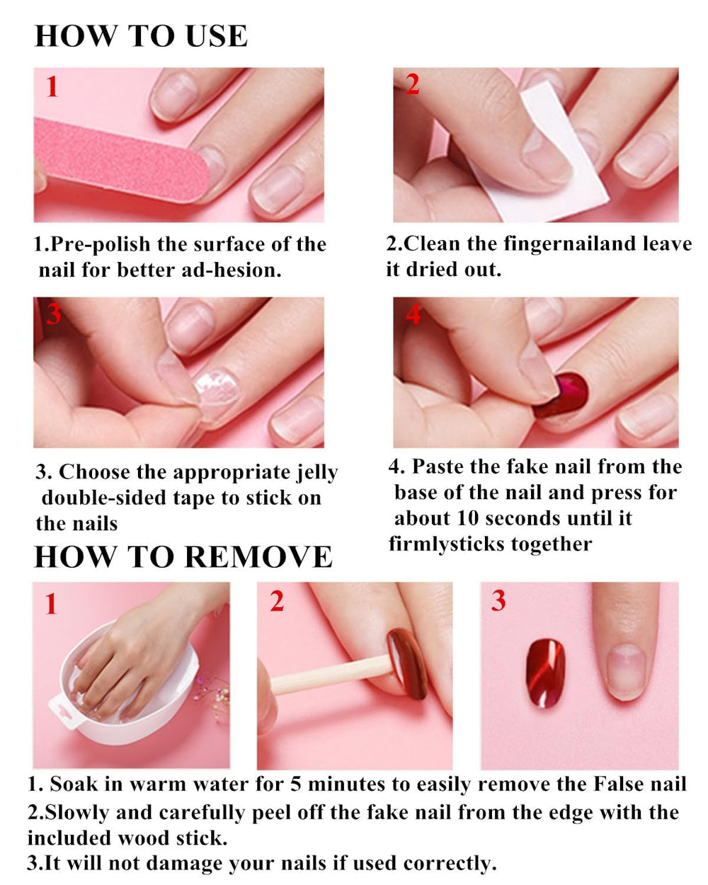 MeiTao long almond press-on nails with full-coverage tips for a bold manicure