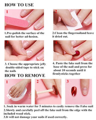 MeiTao long almond press-on nails with full-coverage tips for a bold manicure