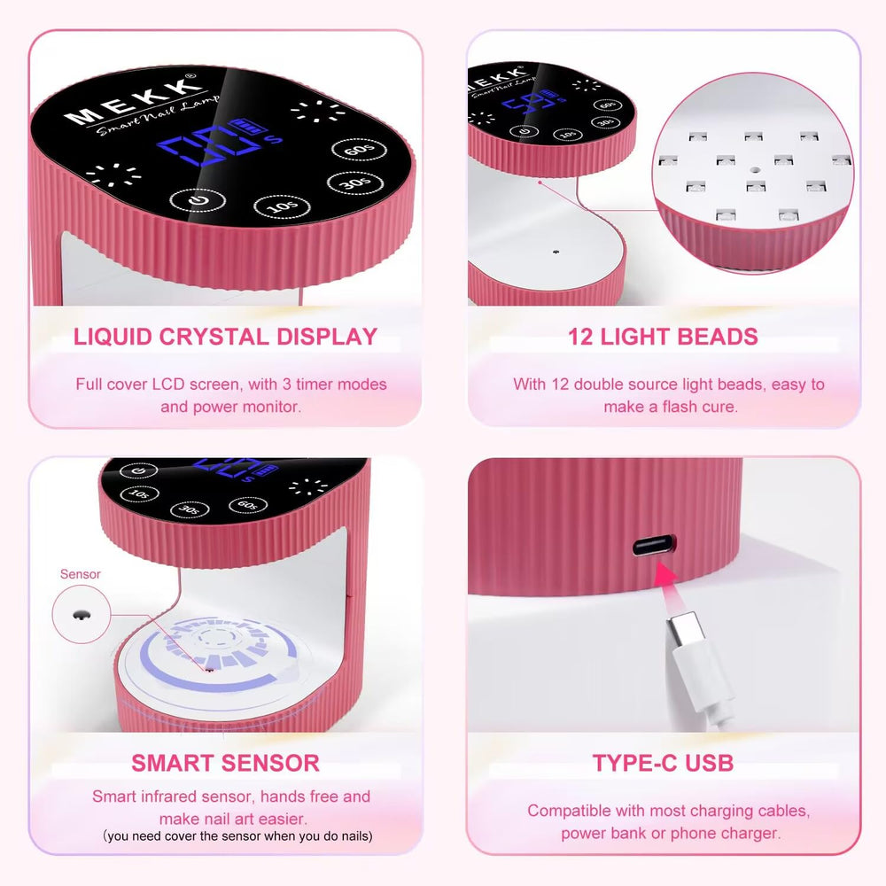 MEKK cordless mini UV light rose pink in purse for travel manicures