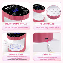 MEKK cordless mini UV light rose pink in purse for travel manicures