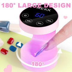 MEKK mini UV light travel case showcases portable design for travel kits.