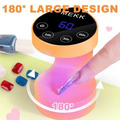 MEKK Mini UV Light open 180 design fits multiple fingers.
