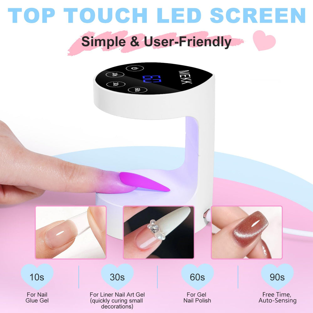 MEKK mini UV nail lamp with 8 beads enables three-nail curing at once
