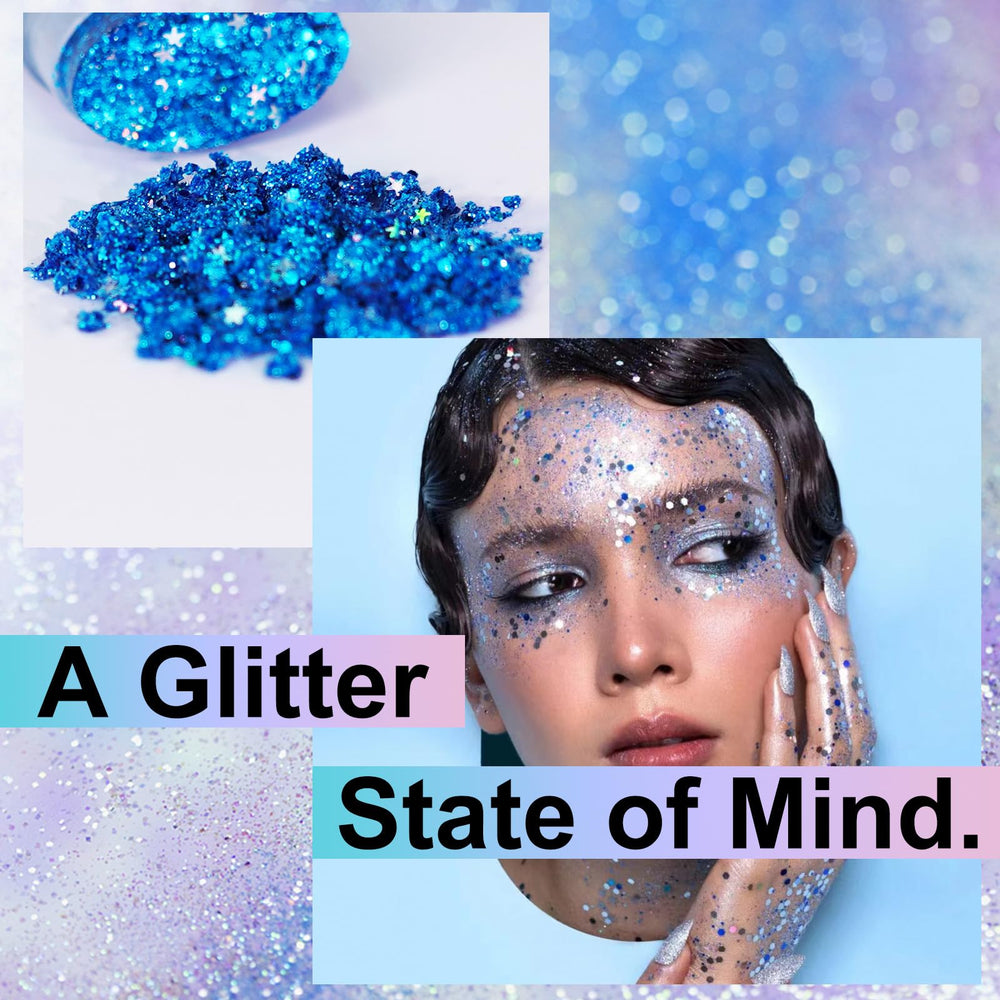 Melemando glitter stick iridescent teal shimmer enhances face and hair accents