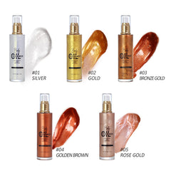 Melemando Shimmer Luminizer on the body for dewy radiant finish