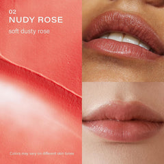Lip butter being applied for hydration and subtle shine