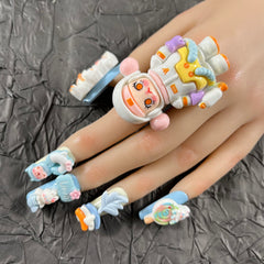 MellowBells handmade nails with rhinestones for glamorous daily wear