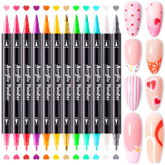 MelodySusie 12-color dual-ended nail art pens for vibrant, precise designs at home