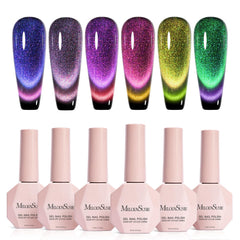 MelodySusie 9D cat eye gel polish set with six bottles for stunning color effects