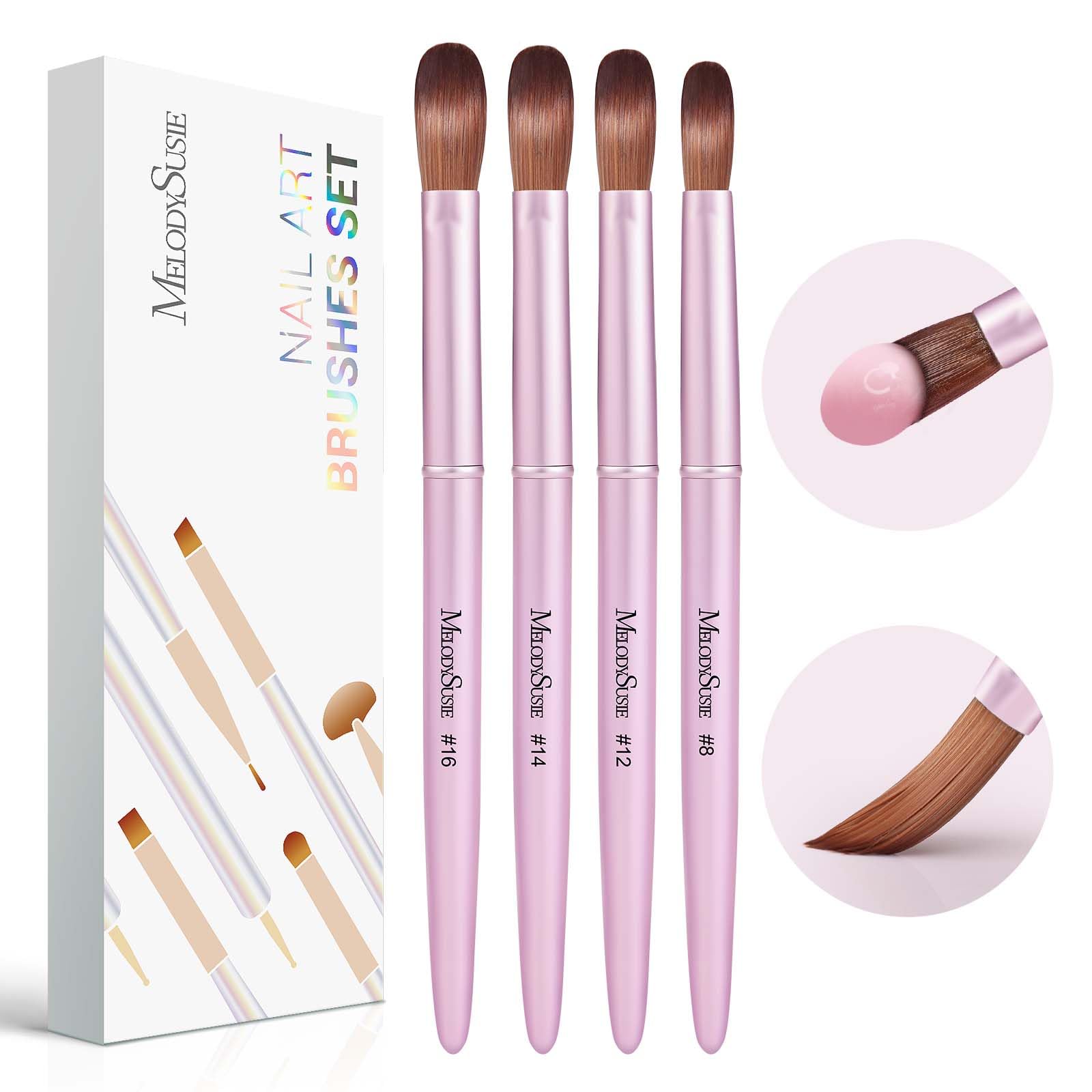 MelodySusie acrylic nail brush set 8/12/14/16 for precise powder pickup in extensions
