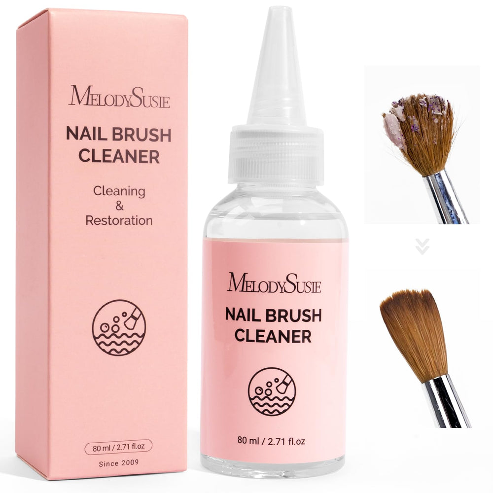 MelodySusie brush cleaner bottle removes gel residue while conditioning bristles for longevity.