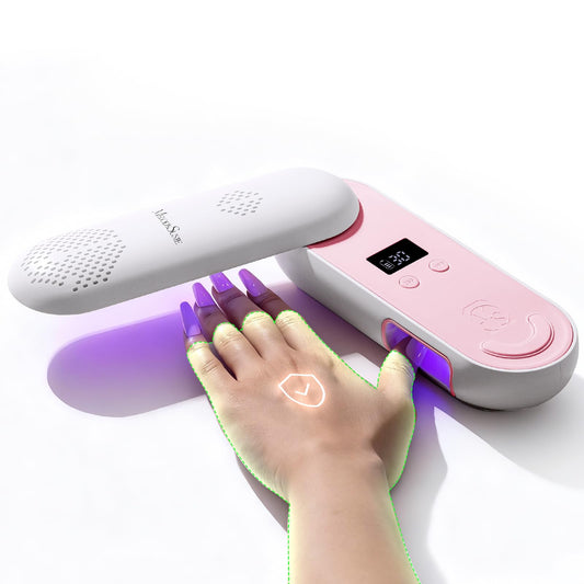 MelodySusie P-PLUS20F cordless nail lamp with rotatable panel for flexible curing.