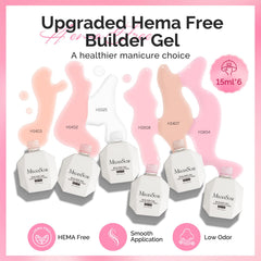 MelodySusie Hema Free Builder Gel Set color swatches highlighting versatile nail art possibilities