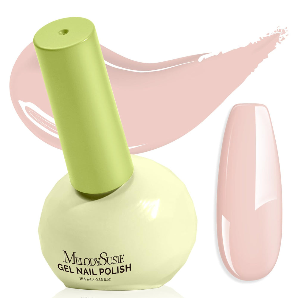 MelodySusie nude gel polish tilt bottle front for precise two coat coverage