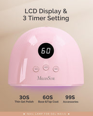 MelodySusie P-Plus30F nail lamp timer display shows 30, 60, and 99 seconds.