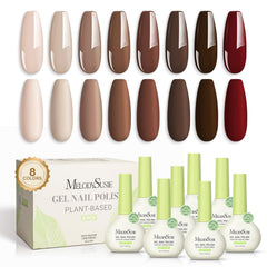 MelodySusie plant-based gel polish bottle close-up showing a glossy finish for home manicures