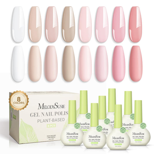 MelodySusie plant-based gel polish bottle in pink nude with glossy finish for salon-worthy nails