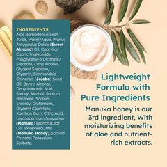 Melora Manuka Honey Body Lotion hydration pump illustrates convenient daily use.