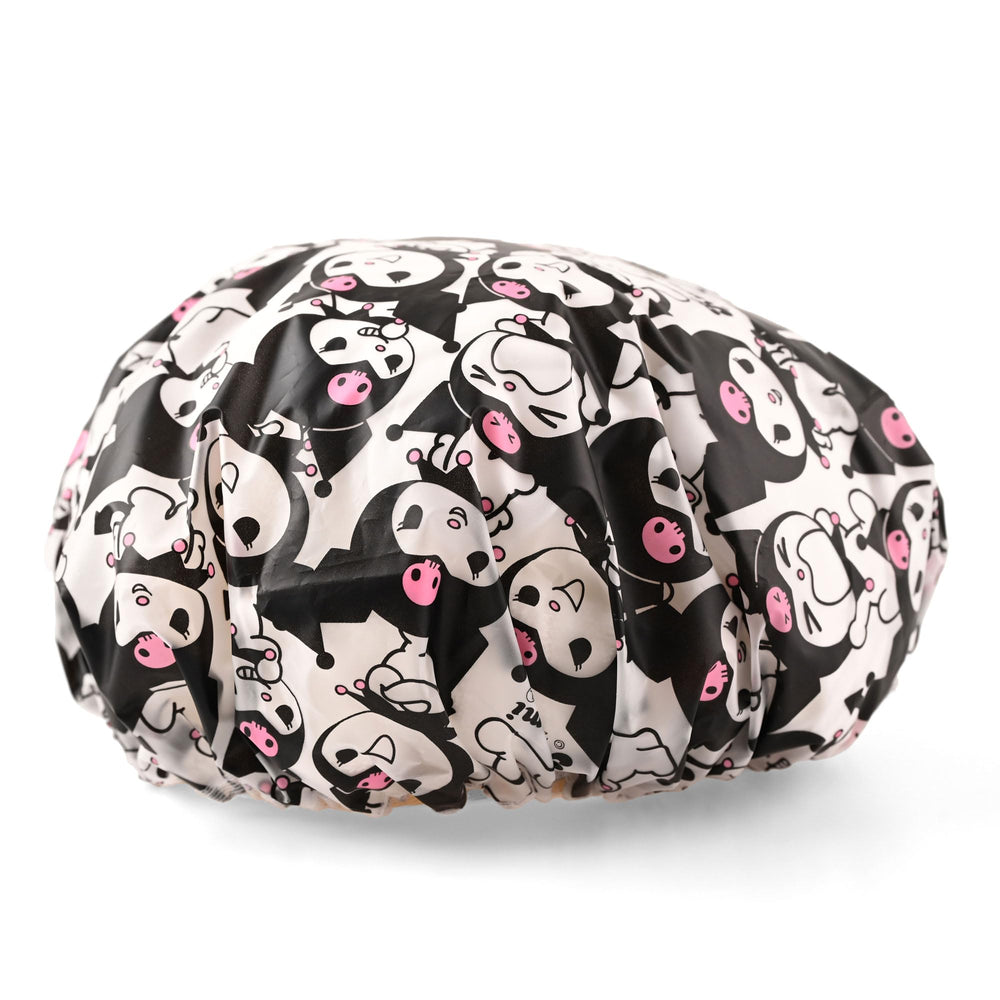 MENBLY Kitty & Kuormi-Bunny cap demonstrates wide coverage for long or thick hair.