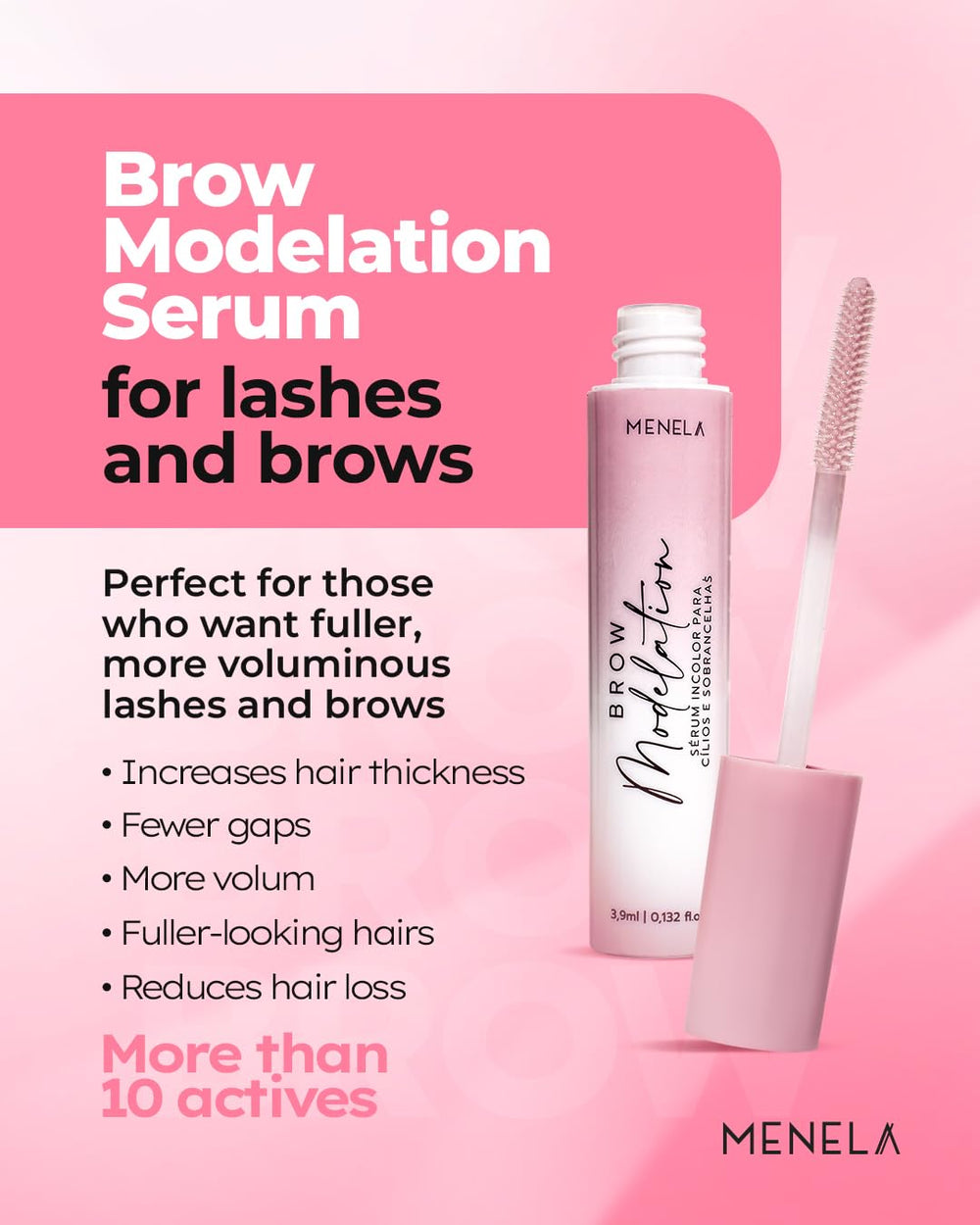 Menela daily routine with brows and lashes care in action.