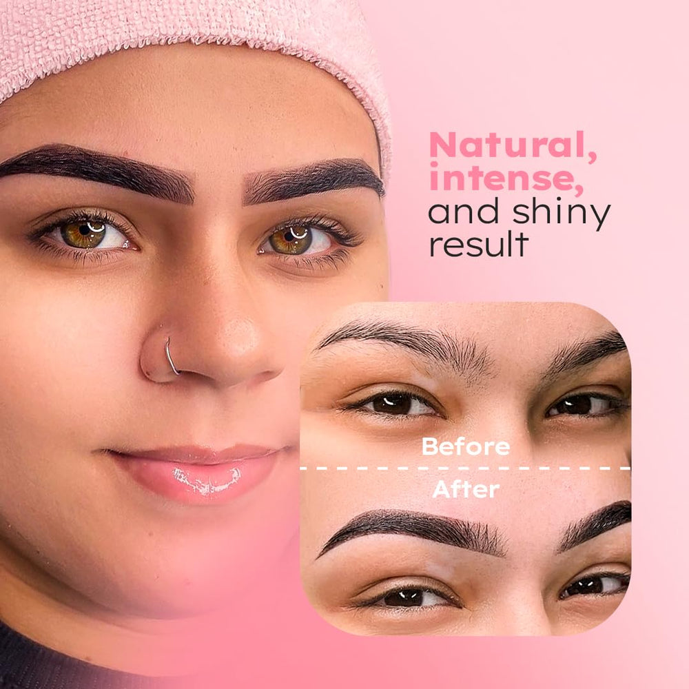 Menela Finished brow close-up shows natural, defined look with long-lasting tint