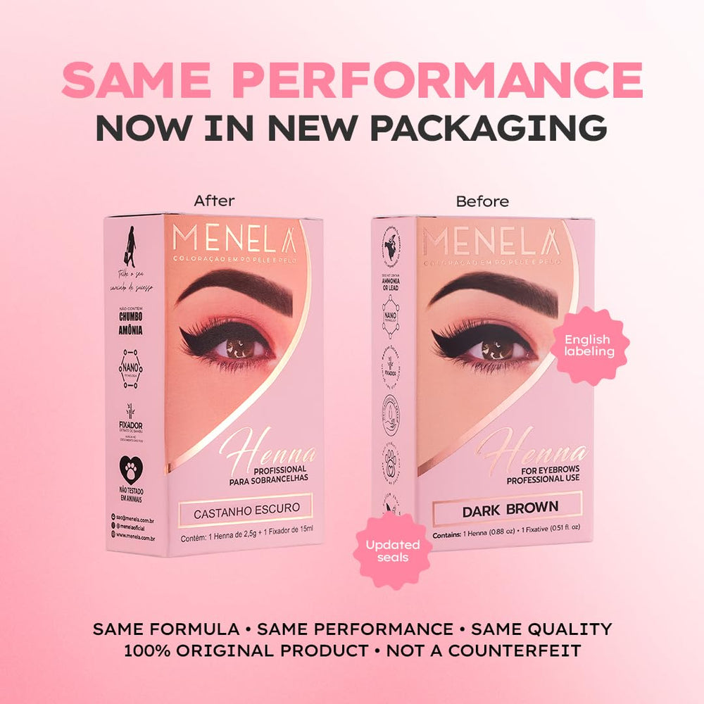MENELA henna powder 2.5g for even brow color.