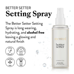 Close-up of Mented Better Setter mist applying to skin for hydration.