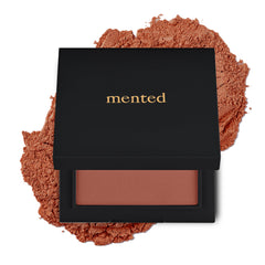 Mented Clay Too Much blush palette closeup highlighting blendable color for day to night looks.