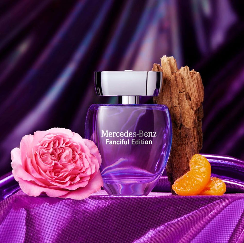 Mercedes Benz Fanciful perfume for daily wear suggests confident, elevated style.