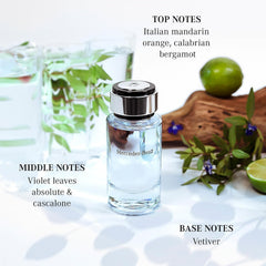 Mercedes-Benz For Men fragrance liquid swirl visual suggesting citrus and vetiver notes.