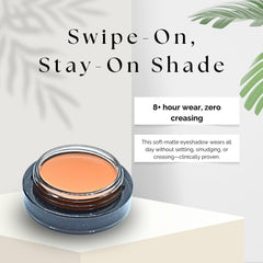 Merit Solo Shadow Vachetta closeup application demonstrates creamy-to-powder texture.